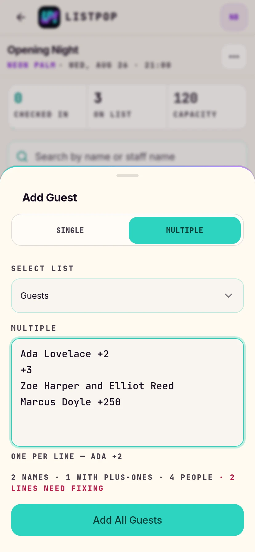 Paste box flagging two unreadable lines